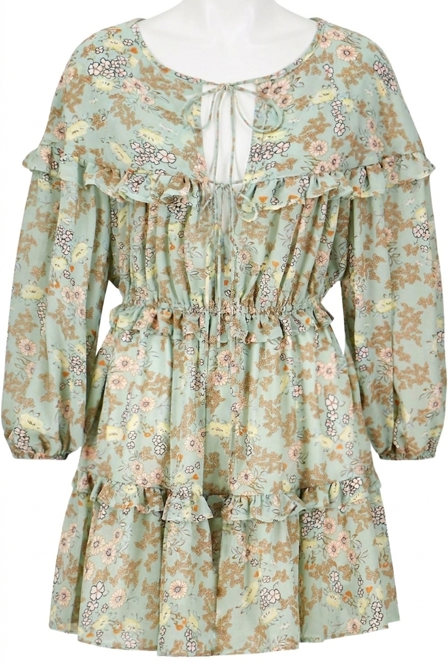 NEW BISHOP + YOUNG floral print mini dress in mint